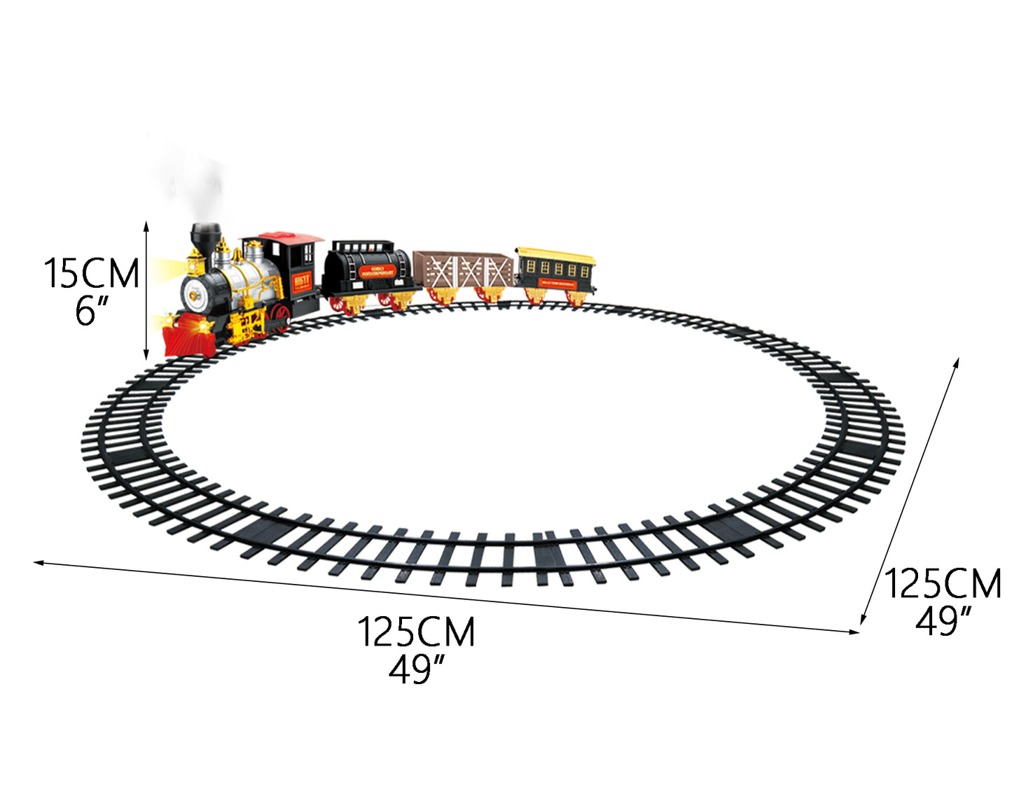 Mega Classic Train Set With Accessories, 20 Pcs Plat Set, Light, Sound & Smoke Large Jumbo Size