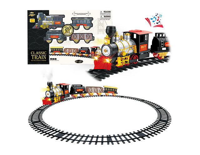 Mega Classic Train Set With Accessories, 20 Pcs Plat Set, Light, Sound & Smoke Large Jumbo Size