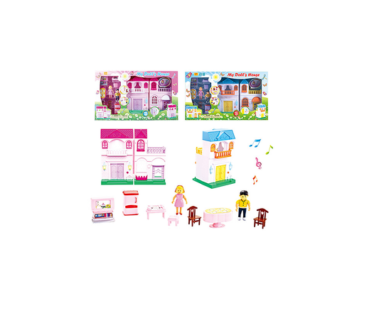 Deluxe 11-Piece Doll House Play Set with Accessories with Lights & Sounds - Batteries Included, 2 Colors for Endless Imaginative Fun