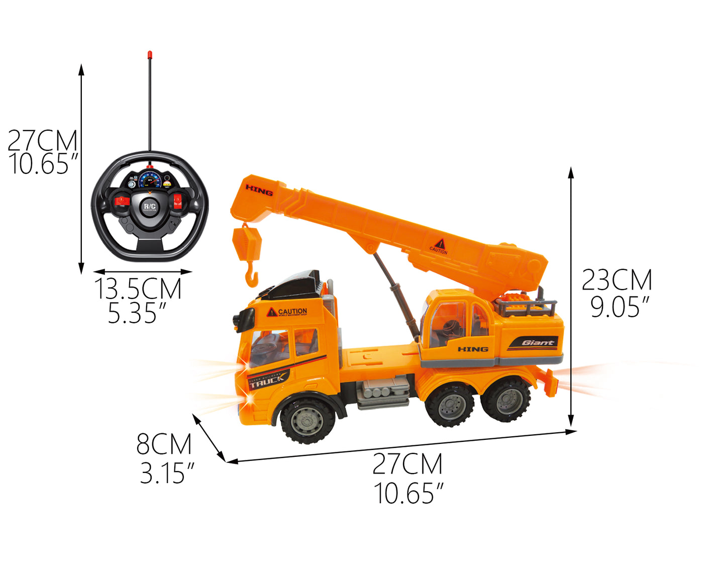 10.5 inches Remote Control Construction Truck Vehicle With Light Jumbo Size