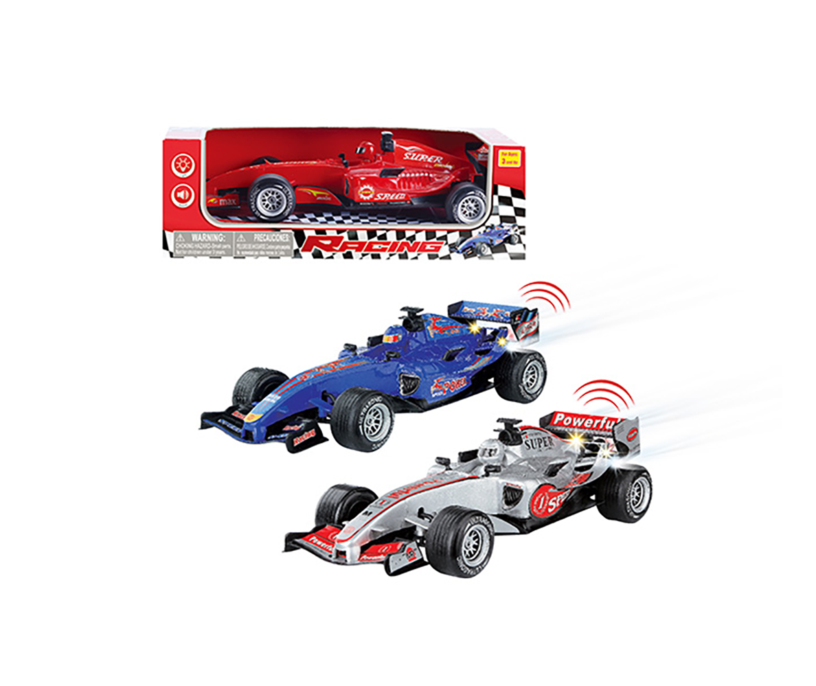 3 Pack 10 Inches Friction Racing Car With Light & Sound (Assorted Colors)