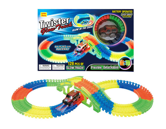 128-Piece Glow Track Racing Car Play Set with LED Lights