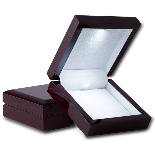 Wooden Jewelry Box with LED Light - Mahogany