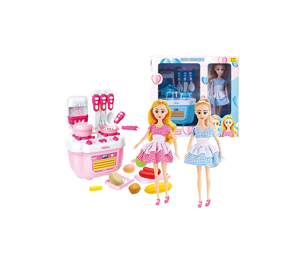 Girl's 12-Inch Doll with Kitchen & Accessories Play Set - Large Size Toy for Endless Fun