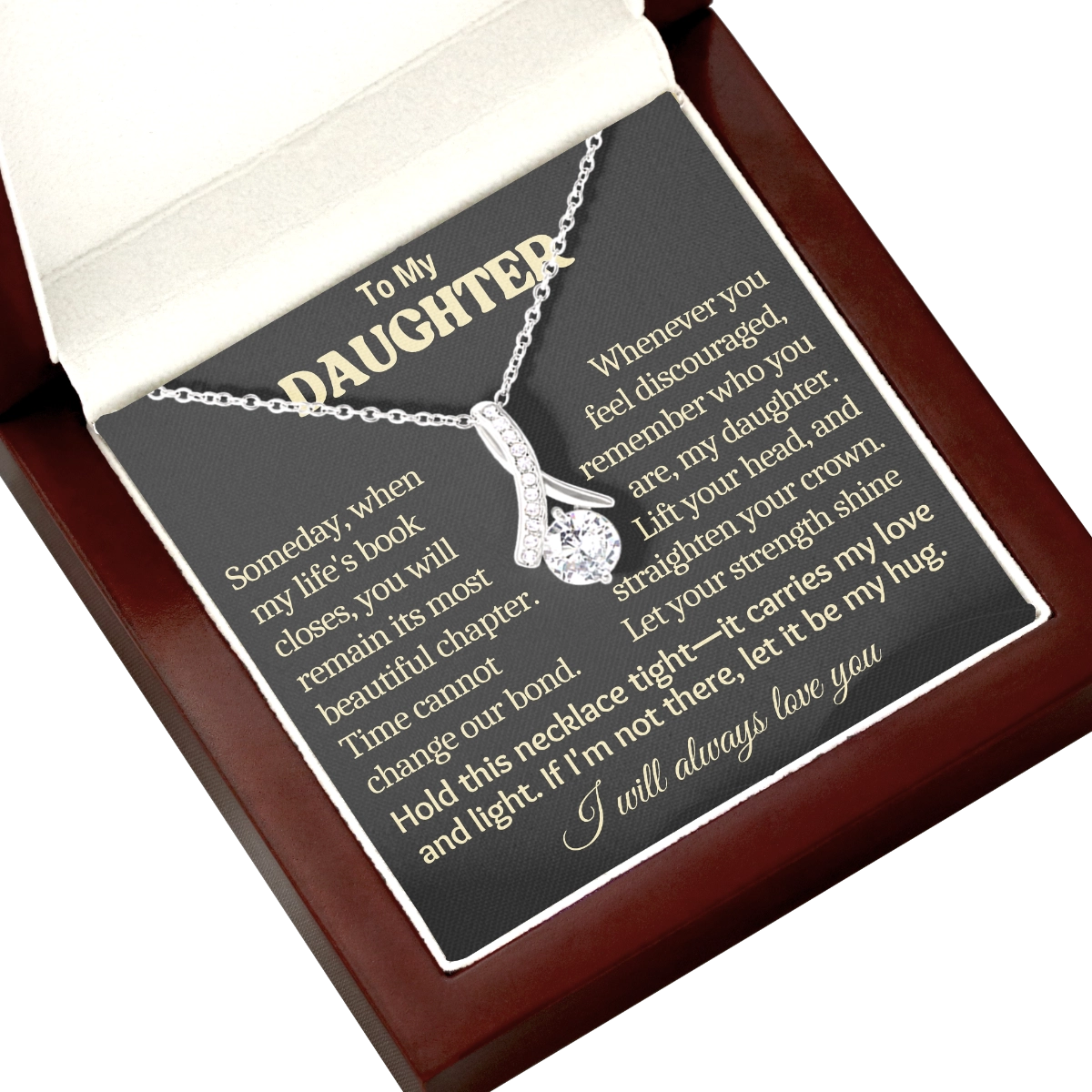 To My Daughter Allure Necklace With Heartfelt Message Card in Luxury Wood Box