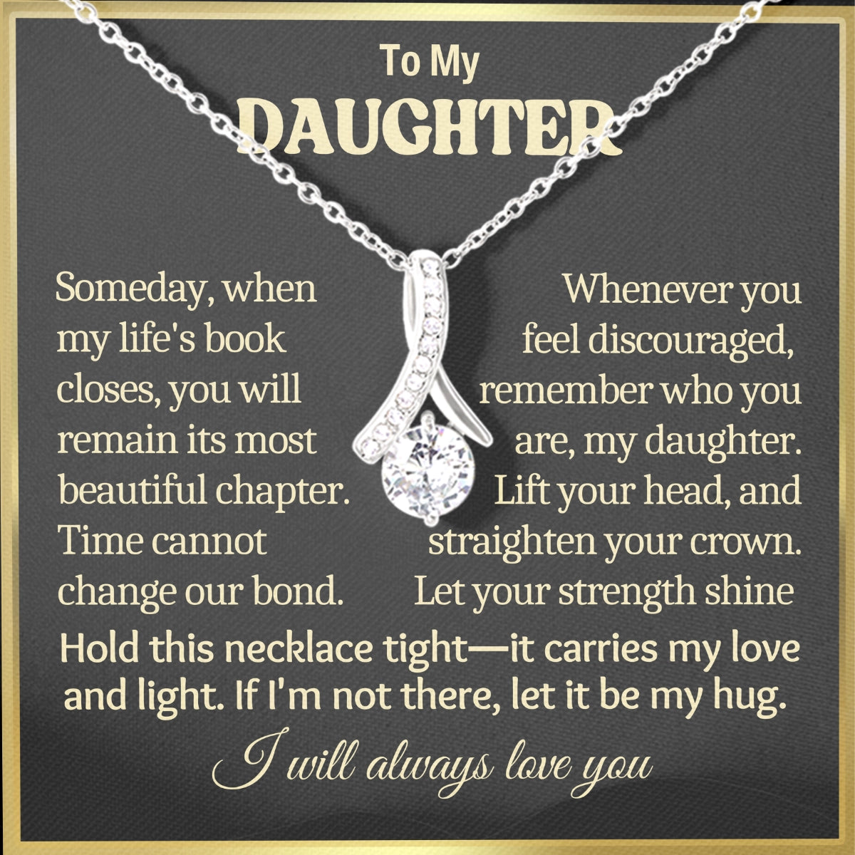 To My Daughter Allure Necklace With Heartfelt Message Card in Luxury Wood Box