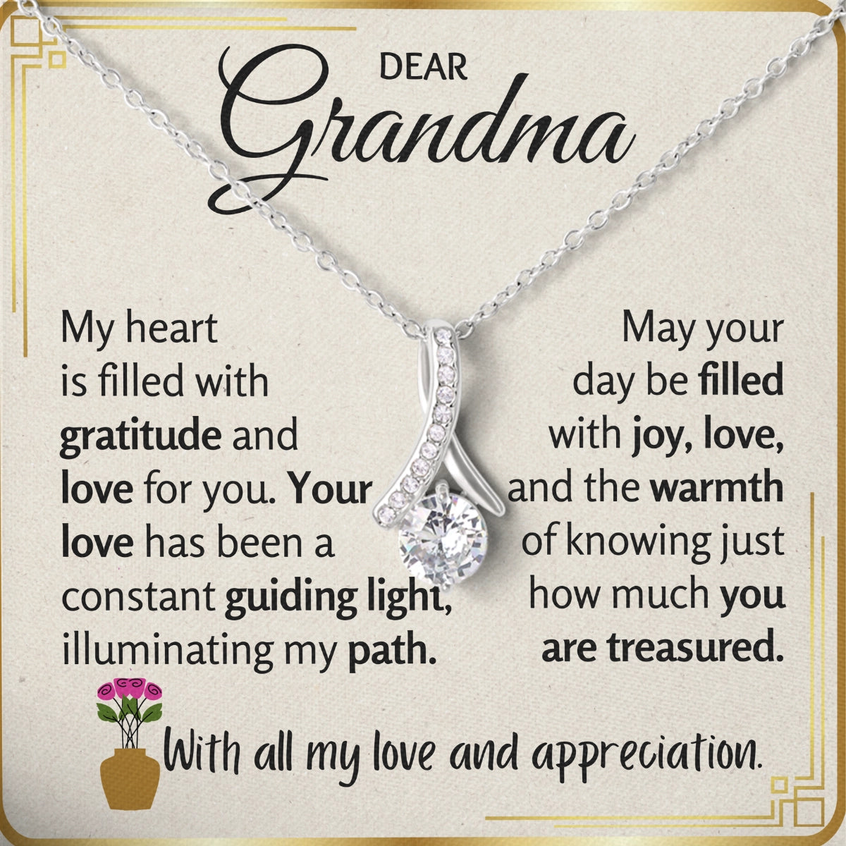 To My Grandma Allure Necklace With Heartfelt Message Card in Luxury Wood Box