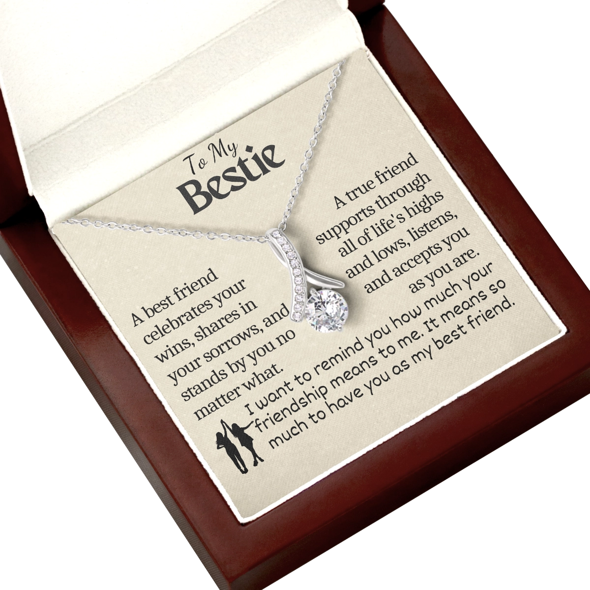 To My Bestie Allure Necklace With Heartfelt Message Card in Luxury Wood Box