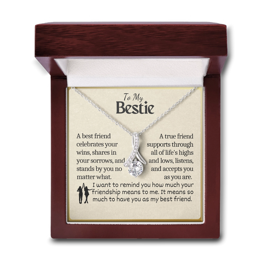 To My Bestie Allure Necklace With Heartfelt Message Card in Luxury Wood Box