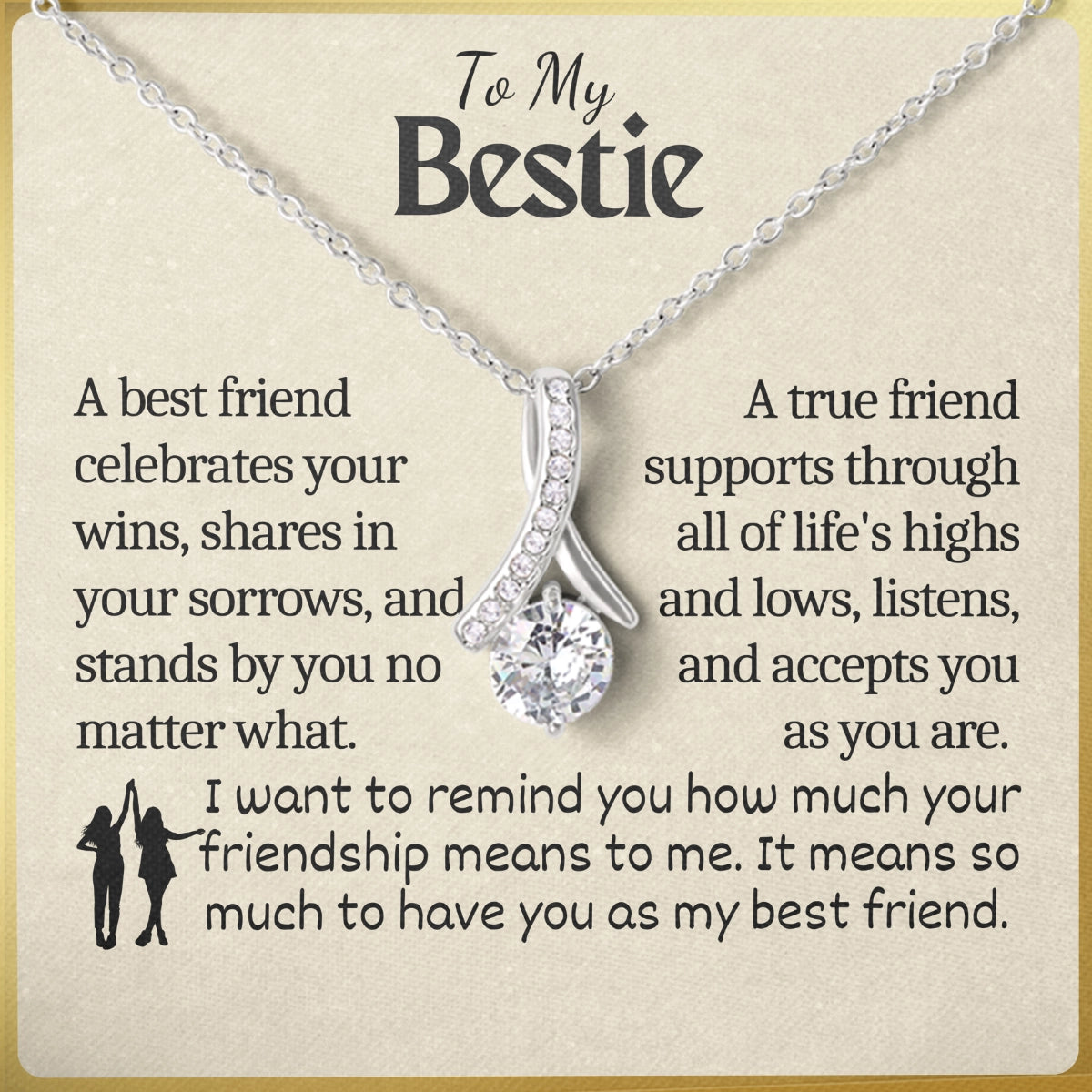 To My Bestie Allure Necklace With Heartfelt Message Card in Luxury Wood Box