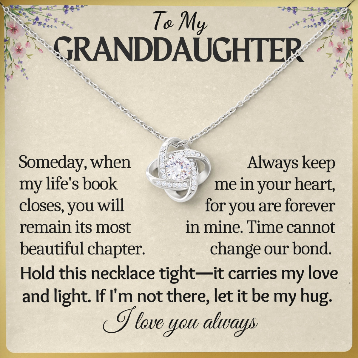 To My Granddaughter Love-Knot Necklace With Heartfelt Message Card in Luxury Wood Box