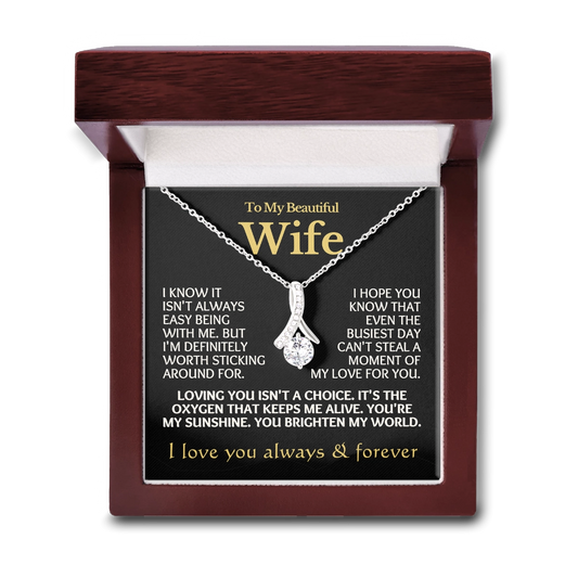 To My Wife Allure Necklace With Heartfelt Message Card in Luxury Wood Box