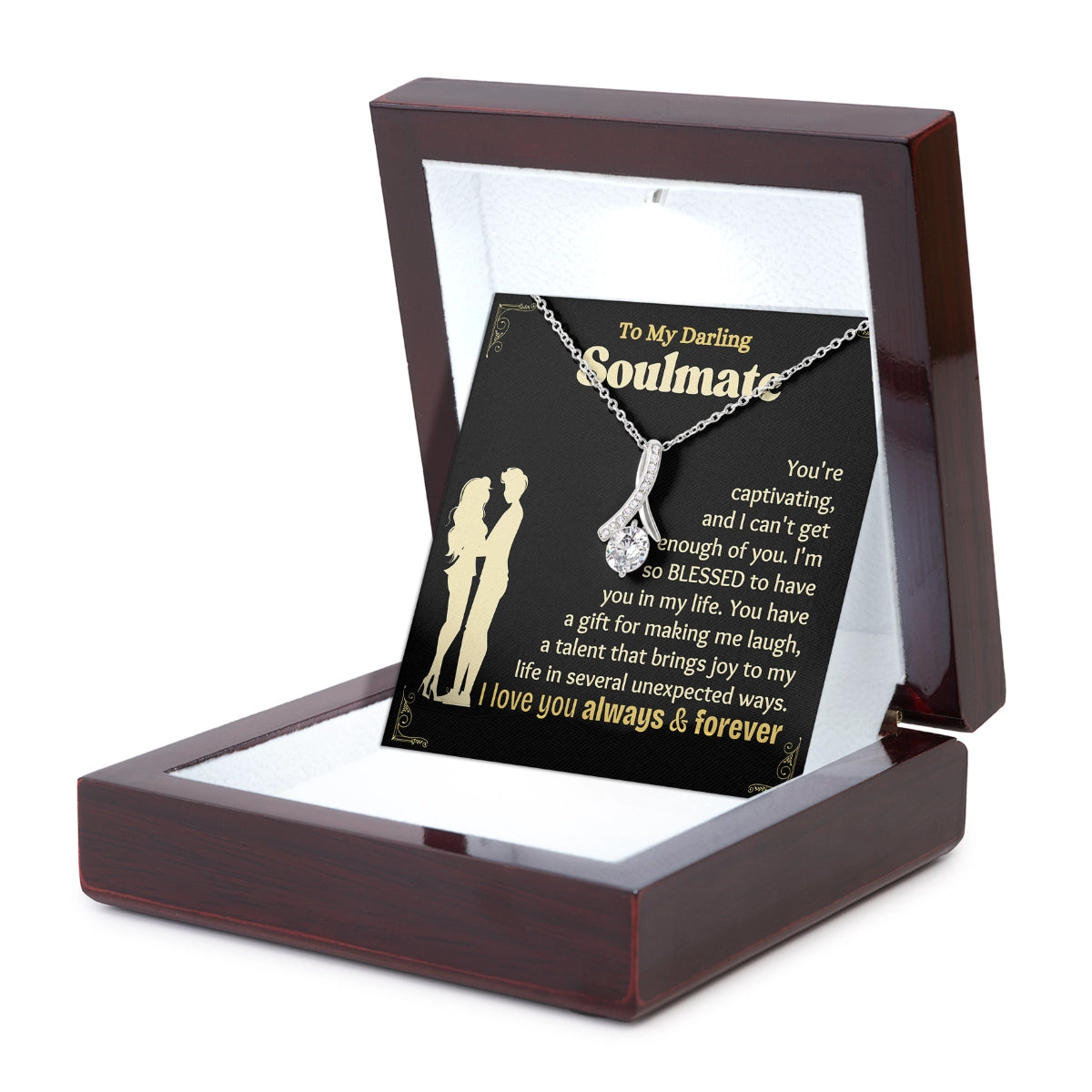 To My Soulmate Allure Necklace With Heartfelt Message Card in Luxury Wood Box