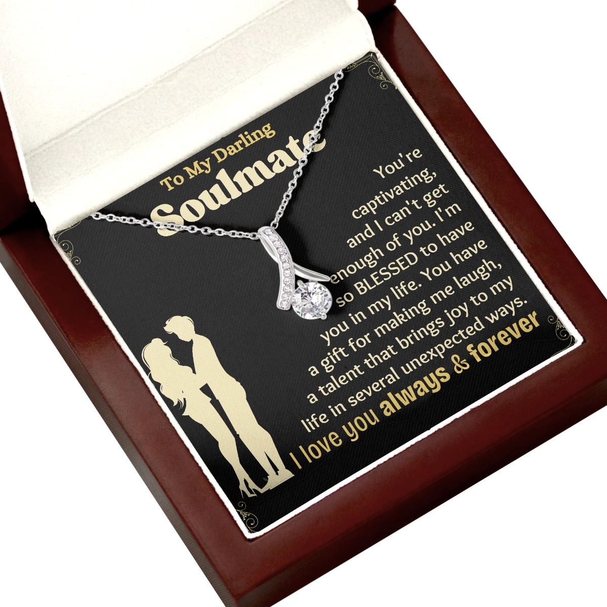 To My Soulmate Allure Necklace With Heartfelt Message Card in Luxury Wood Box