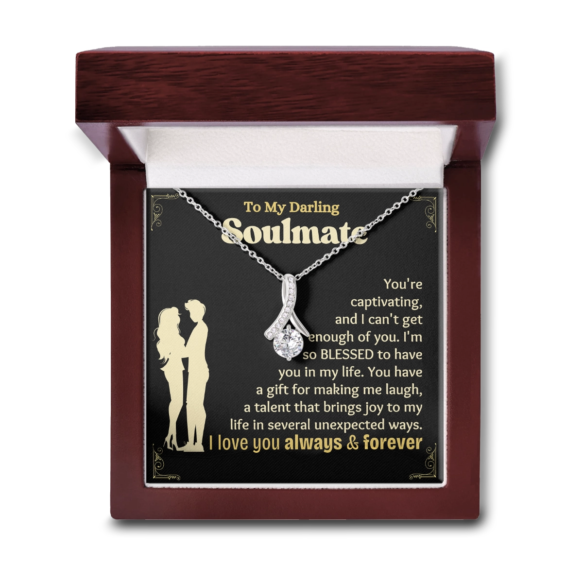 To My Soulmate Allure Necklace With Heartfelt Message Card in Luxury Wood Box