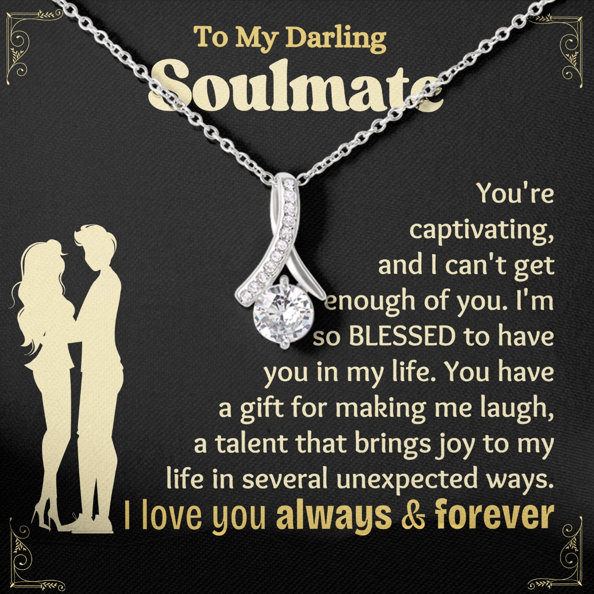 To My Soulmate Allure Necklace With Heartfelt Message Card in Luxury Wood Box