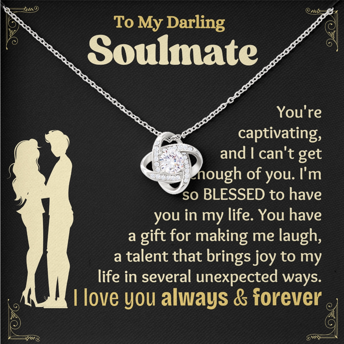 To My Soulmate Love-Knot Necklace With Heartfelt Message Card in Luxury Wood Box