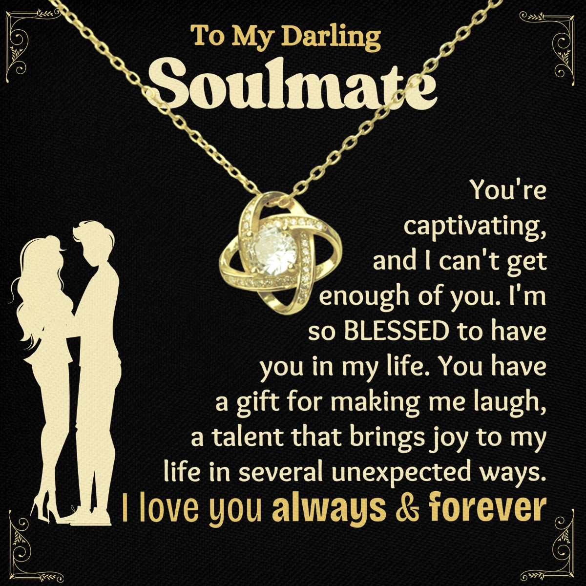 To My Soulmate Love-Knot Necklace With Heartfelt Message Card in Luxury Wood Box