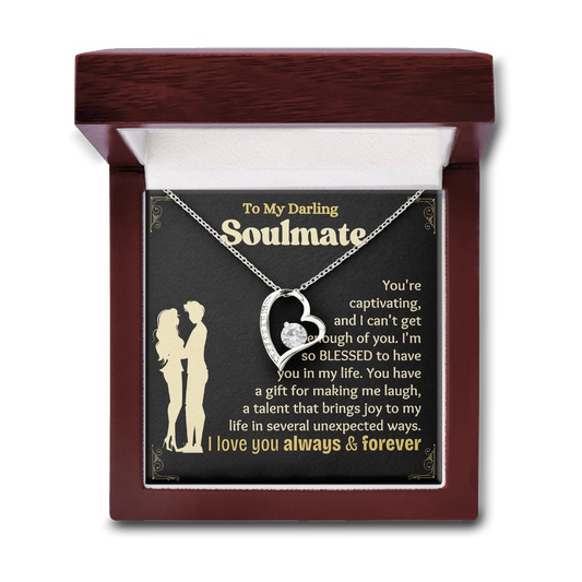 To My Soulmate Heart Necklace With Heartfelt Message Card in Luxury Wood Box