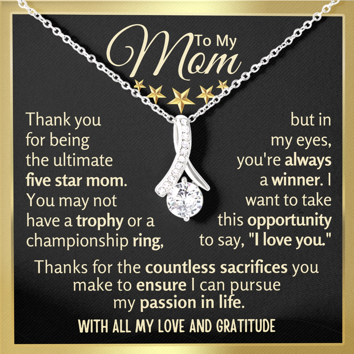 To My Mom Allure Necklace With Heartfelt Message Card in Luxury Wood Box