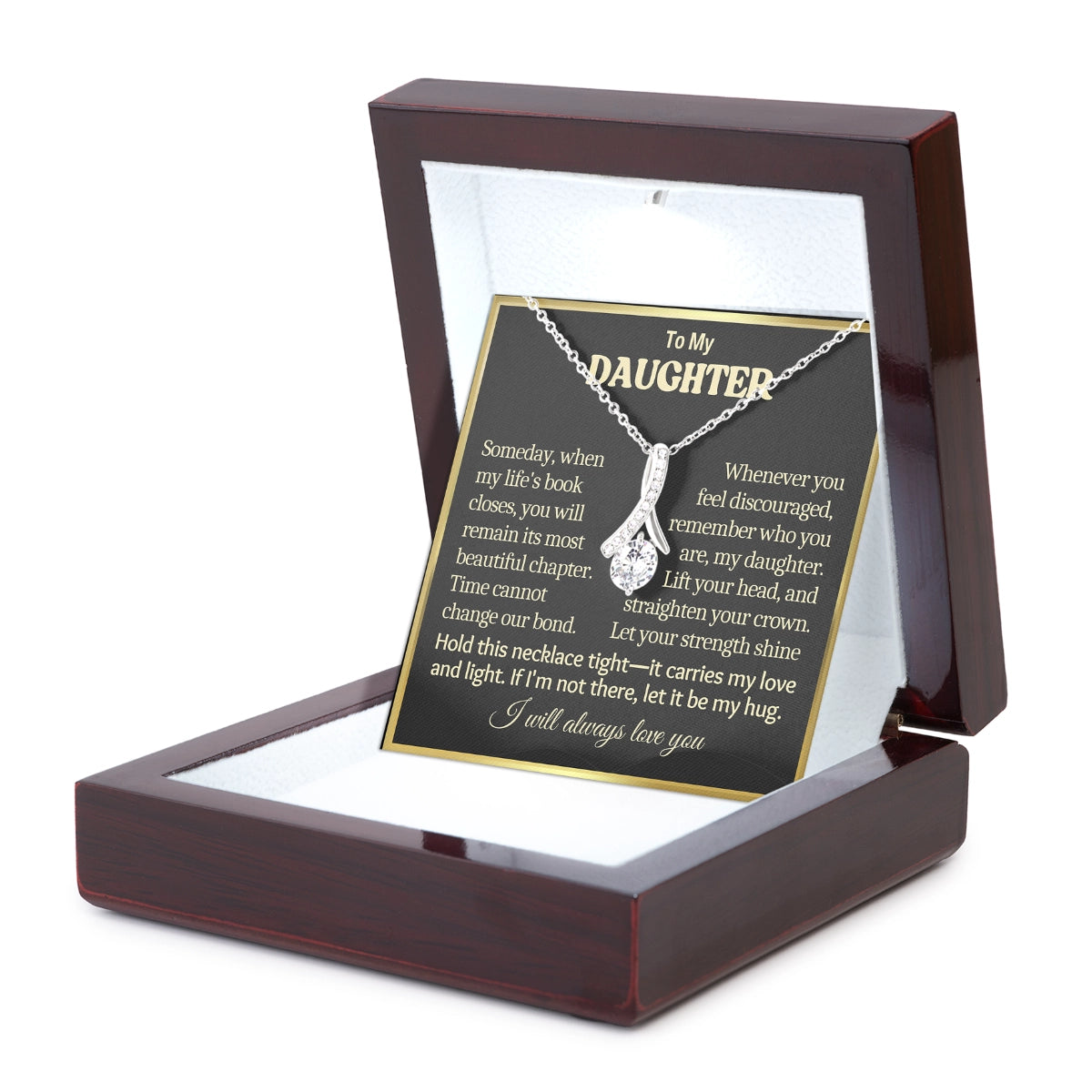 To My Daughter Allure Necklace With Heartfelt Message Card in Luxury Wood Box