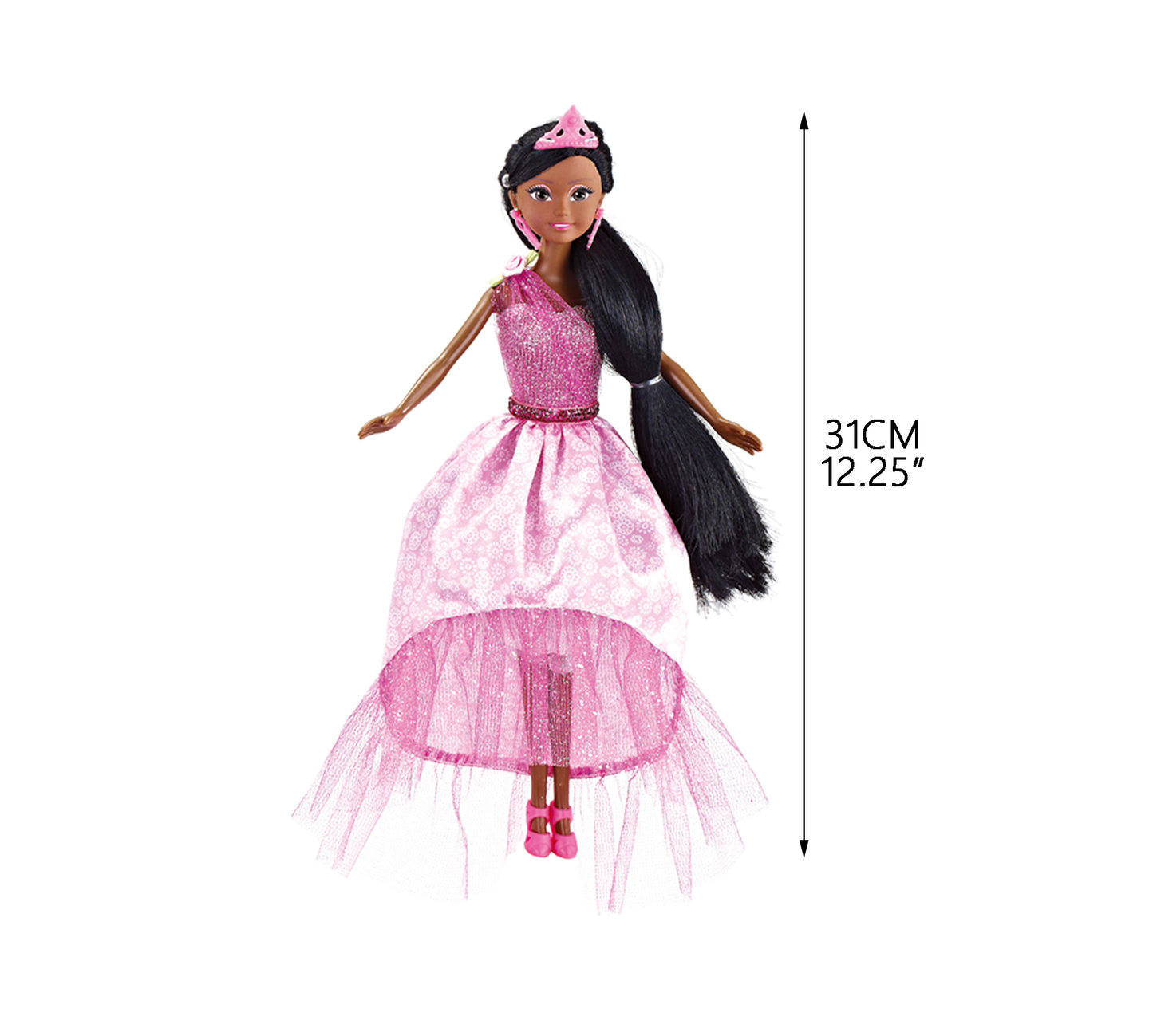 3 Pack African American Black & Brown Girl Doll Princess Play Set with Accessories (12 Inches Height)- Spark Imagination in 3 Styles