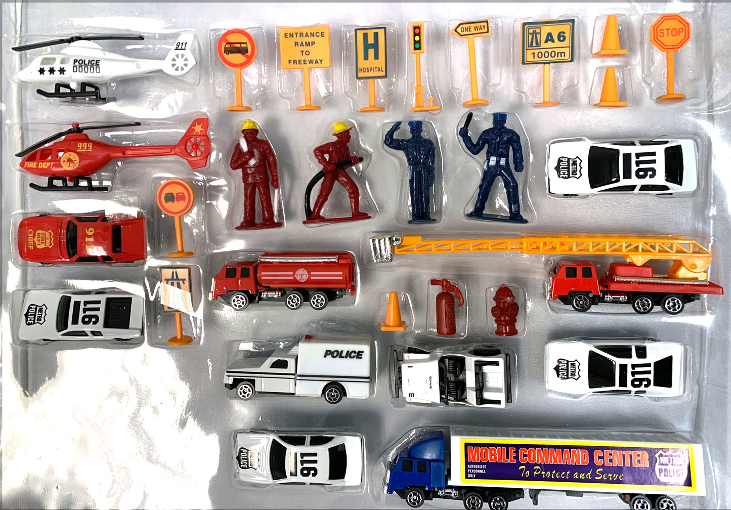 31-Piece Die-cast Emergency Vehicle Toy Play Set for Heroic Adventures