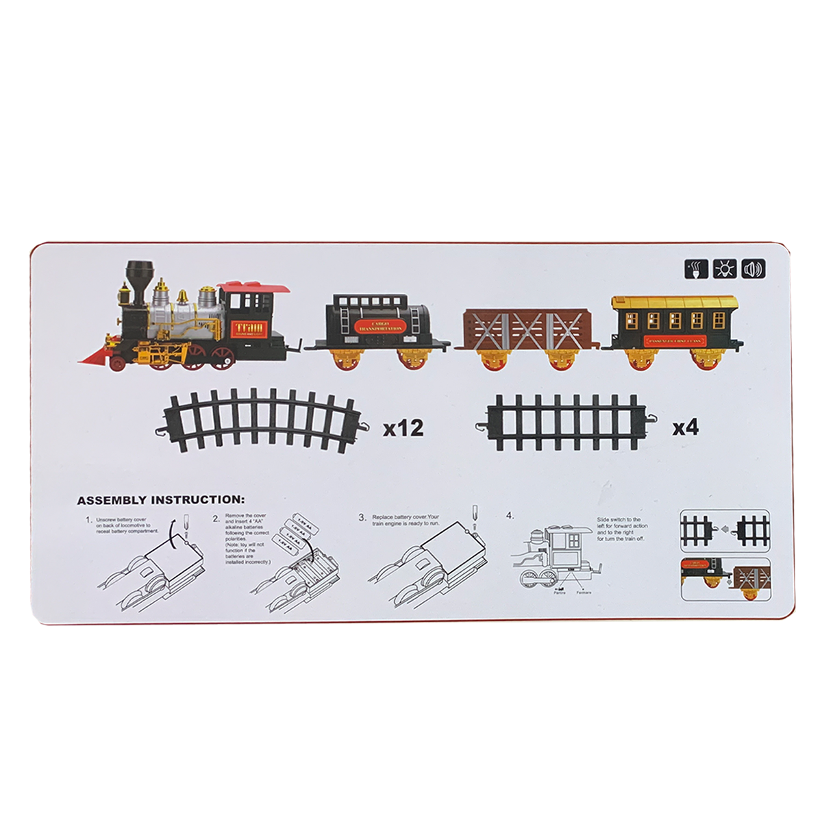 Mega Classic Train Set With Accessories, 20 Pcs Plat Set, Light, Sound & Smoke Large Jumbo Size