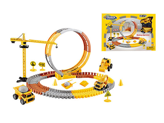 21 Inches Assembled Construction Track Coaster, Construction Crane, Vehicles and Accessories Play Set