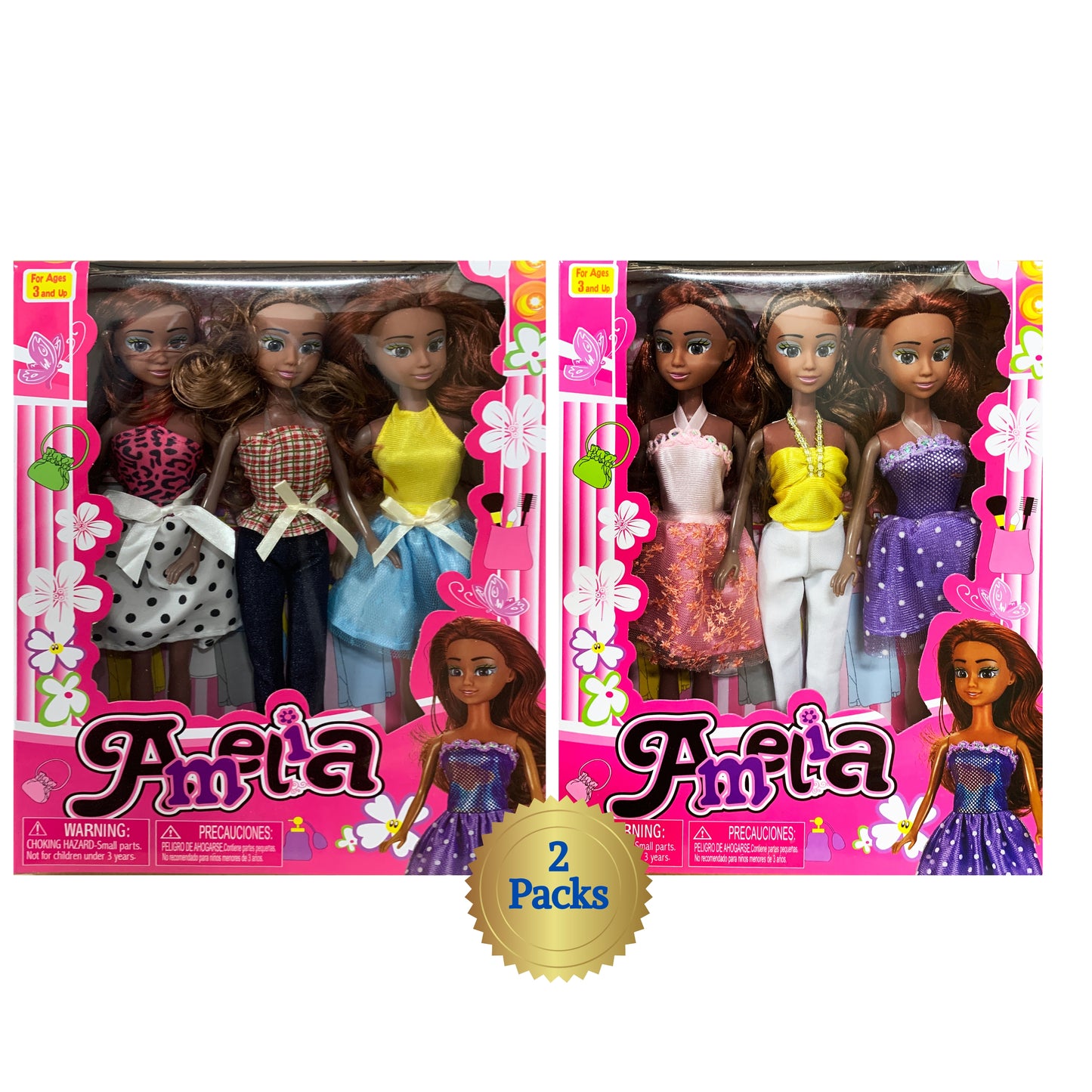 African American Brown Black Girl Doll set, Set of 6 Dolls 12 Inch Beauty Fashion Collection