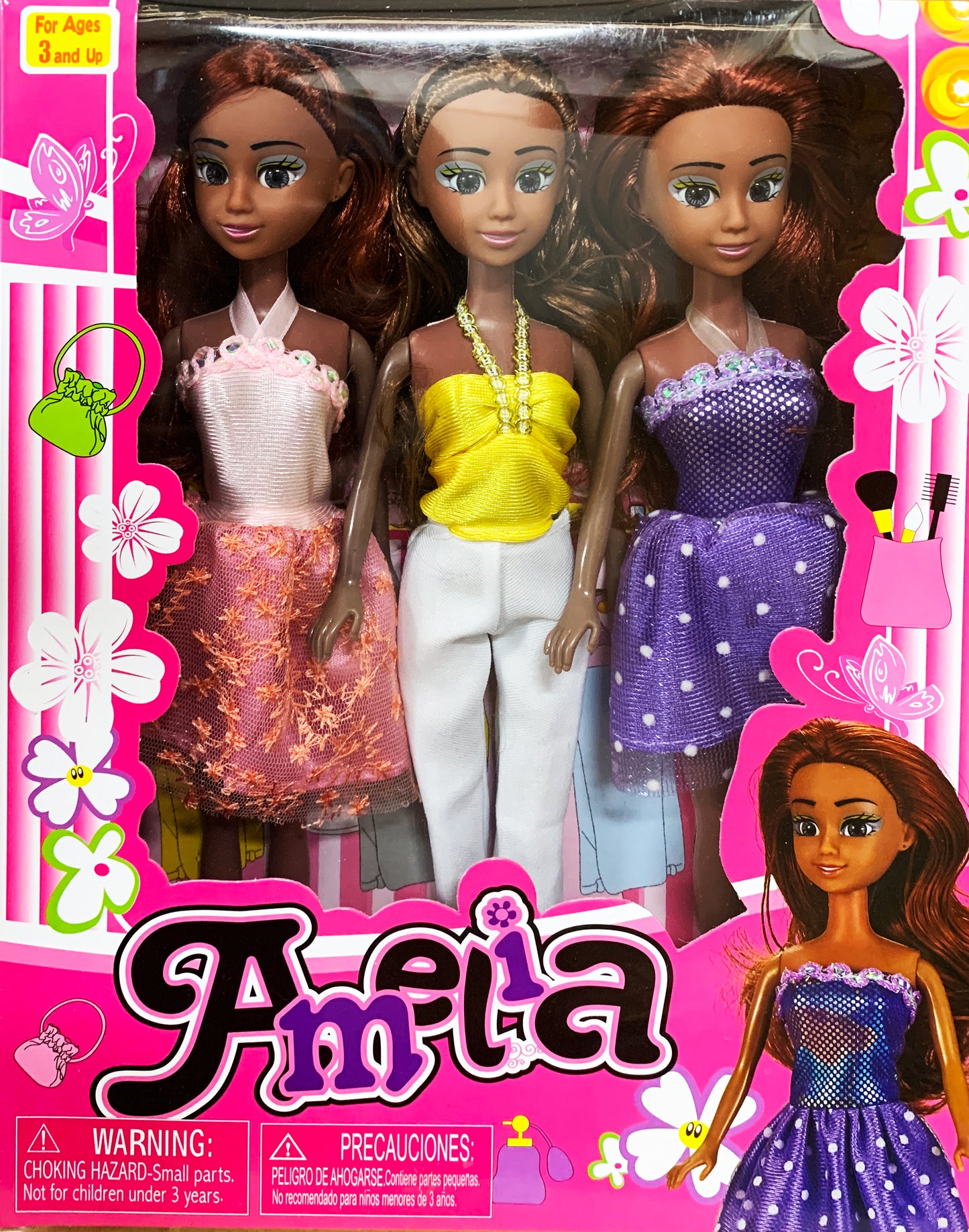 African American Brown Black Girl Doll set, Set of 6 Dolls 12 Inch Beauty Fashion Collection