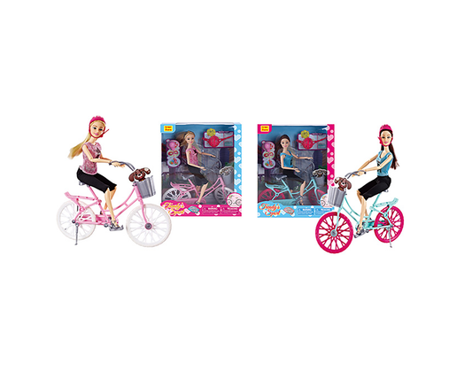 12 Inches Doll Play Set with 11 Inches Bike & Sport Accessories Perfect for Imaginative Play - in Assorted Colors