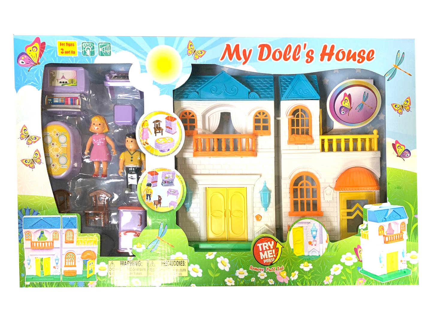 Deluxe 11-Piece Doll House Play Set with Accessories with Lights & Sounds - Batteries Included, 2 Colors for Endless Imaginative Fun