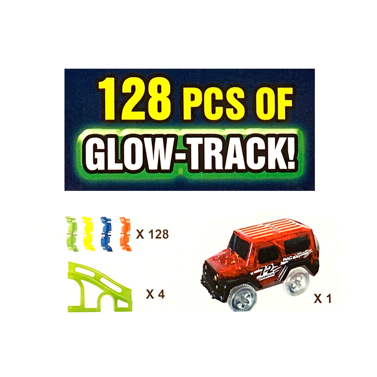 128-Piece Glow Track Racing Car Play Set with LED Lights