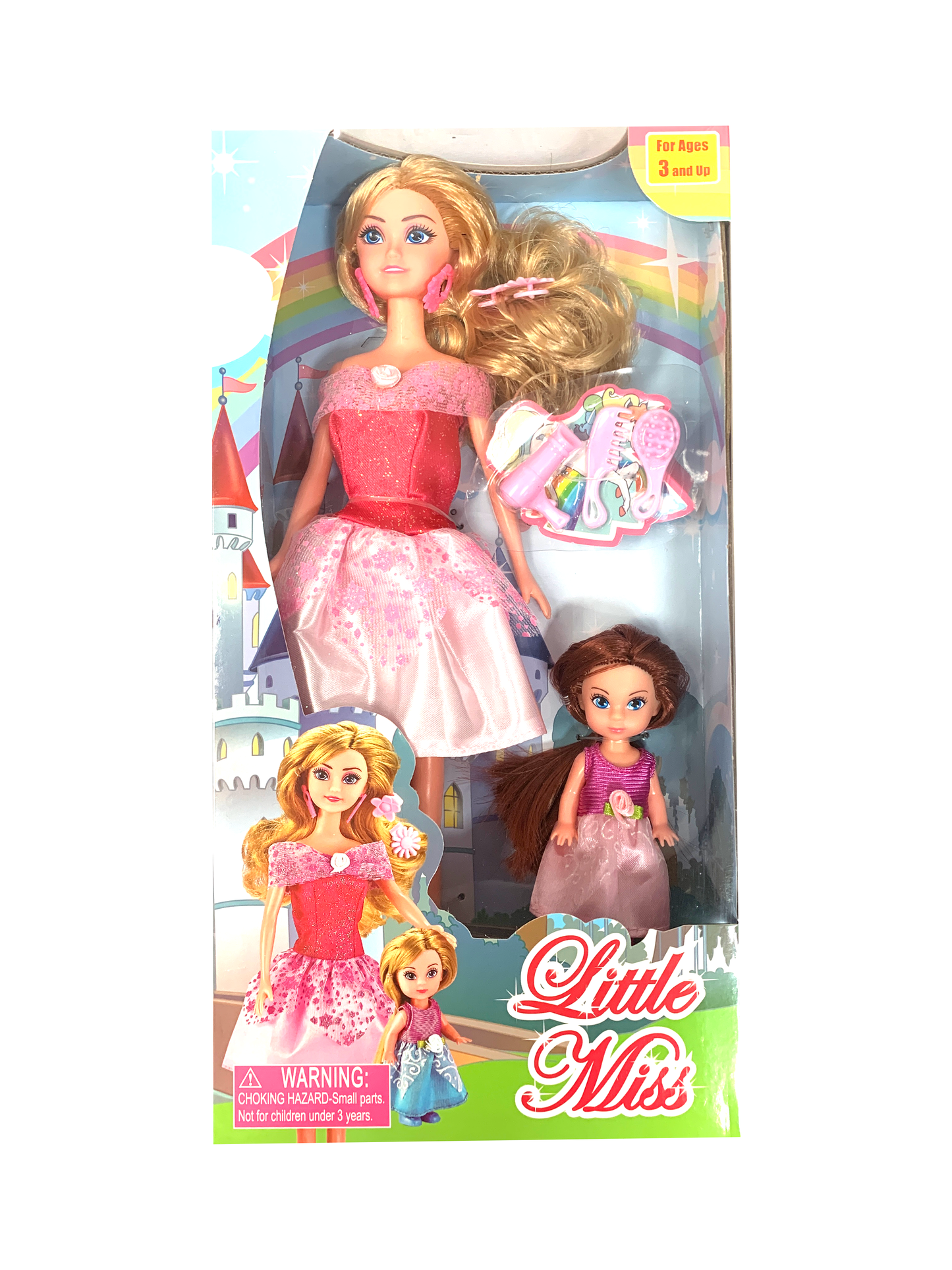 12 Inches Doll Mom & Child Play With Fashion Accessories Play Set (2 Pack, Purple & Pink)