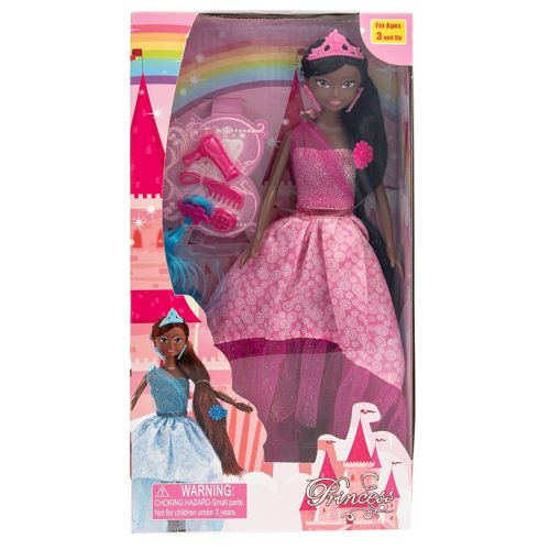 3 Pack African American Black & Brown Girl Doll Princess Play Set with Accessories (12 Inches Height)- Spark Imagination in 3 Styles