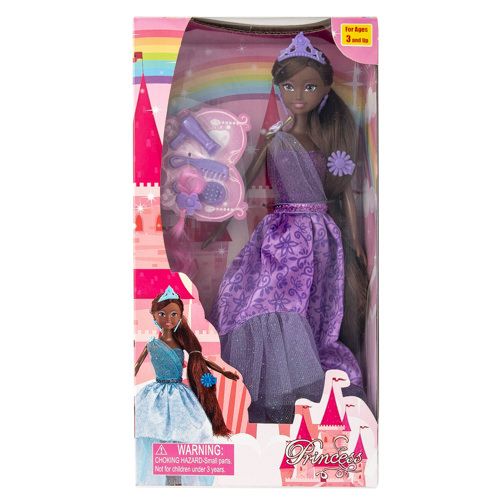 3 Pack African American Black & Brown Girl Doll Princess Play Set with Accessories (12 Inches Height)- Spark Imagination in 3 Styles