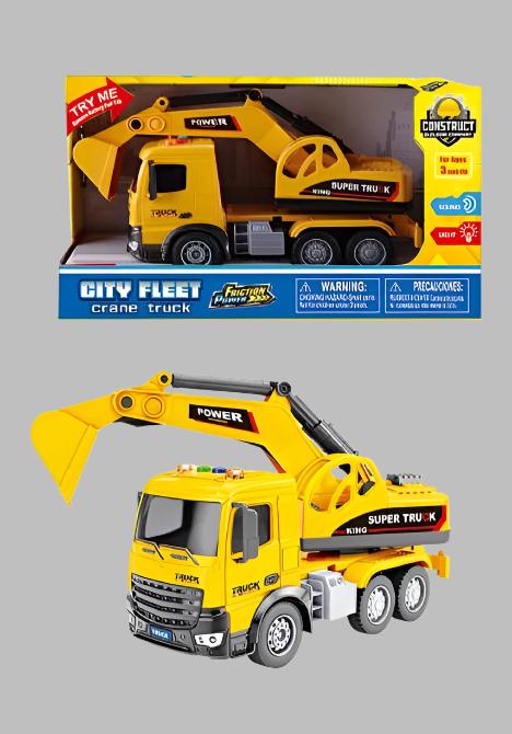 10 inches Battery Operated Friction Rescue & Construction Trucks With Light & Sound - 2 Packs