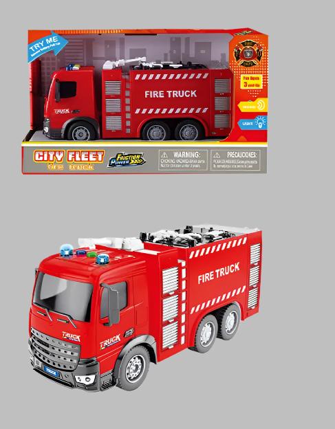 10 inches Battery Operated Friction Rescue & Construction Trucks With Light & Sound - 2 Packs